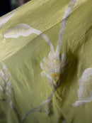 Lime Green Silk Suit with Beautiful Neck Embroidery and Organza Dupatta